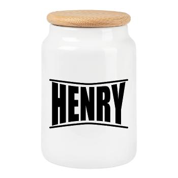 Name T-Shirt Henry T-Shirt Geschenkidee - Keksdose mit Holzdeckel - Weiß - Vorne
