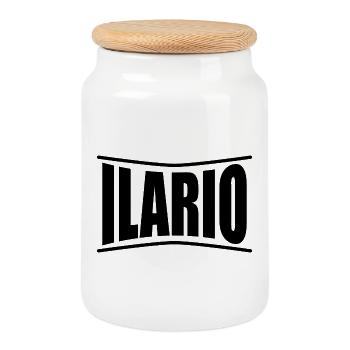t-shirt name Ilario t-shirt gift idea - Cookie Jar with Wooden Lid - white - Front