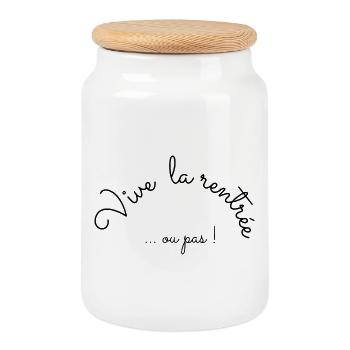 Vive la rentrée - Boîte à biscuits avec couvercle en bois - blanc - Devant