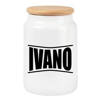 name t-shirt Ivano gift t-shirt - Cookie Jar with Wooden Lid - white - Front