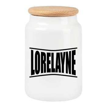 name t-shirt Lorelayne t-shirt gift idea - Cookie Jar with Wooden Lid - white - Front