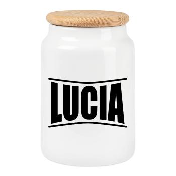 name t-shirt Lucia t-shirt gift idea - Cookie Jar with Wooden Lid - white - Front