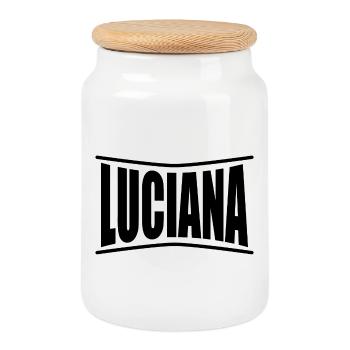 name t-shirt Luciana t-shirt gift idea - Cookie Jar with Wooden Lid - white - Front