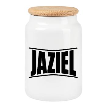 name t-shirt Jaziel t-shirt gift idea - Cookie Jar with Wooden Lid - white - Front