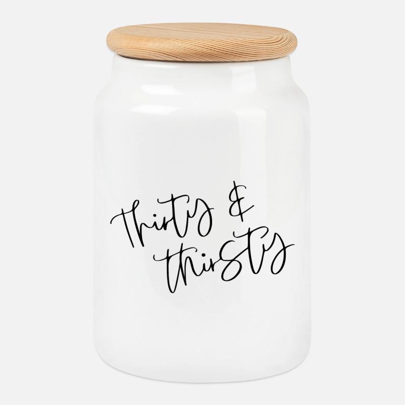 Thirty & Thirsty Birthday - Keksdose mit Holzdeckel - Weiß