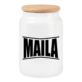 t-shirt name Maila t-shirt gift idea - Cookie Jar with Wooden Lid - white - Front