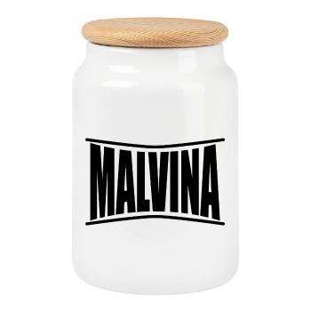 name t-shirt Malvina t-shirt gift idea - Cookie Jar with Wooden Lid - white - Front
