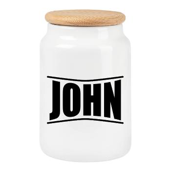 name t-shirt John t-shirt gift idea - Cookie Jar with Wooden Lid - white - Front