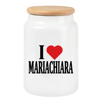 t-shirt name I love Mariachiara t-shirt - Cookie Jar with Wooden Lid - white - Front