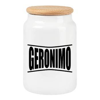 name t-shirt Geronimo t-shirt gift idea - Cookie Jar with Wooden Lid - white - Front