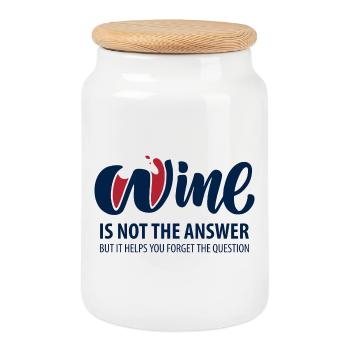 Wein ist nicht die Antwort - Keksdose mit Holzdeckel - Weiß - Vorne