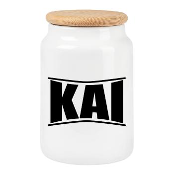 name t-shirt Kai t-shirt gift idea - Cookie Jar with Wooden Lid - white - Front