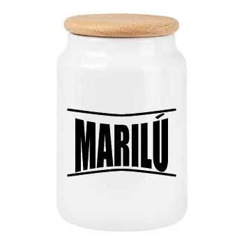 name t-shirt Marilù t-shirt gift idea - Cookie Jar with Wooden Lid - white - Front