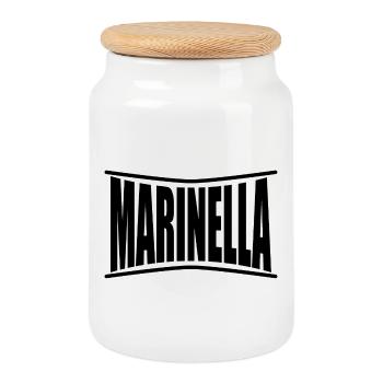 name t-shirt Marinella t-shirt gift idea - Cookie Jar with Wooden Lid - white - Front