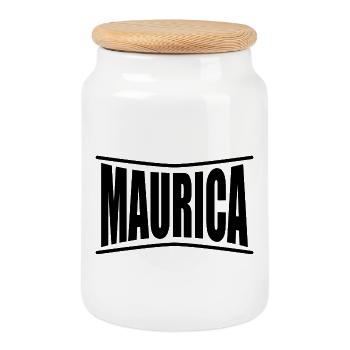 name t-shirt Maurica t-shirt gift idea - Cookie Jar with Wooden Lid - white - Front