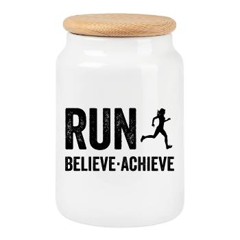 Marathon - Run. Believe. Achieve. - Cookie Jar with Wooden Lid - white - Front