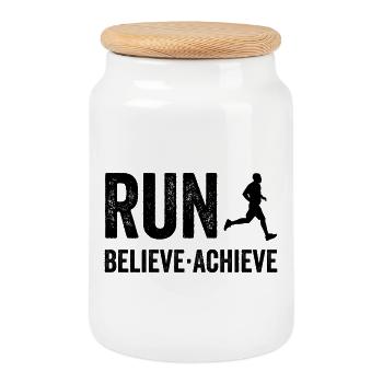 Marathon - Laufen. Glauben. Erreichen. - Keksdose mit Holzdeckel - Weiß - Vorne
