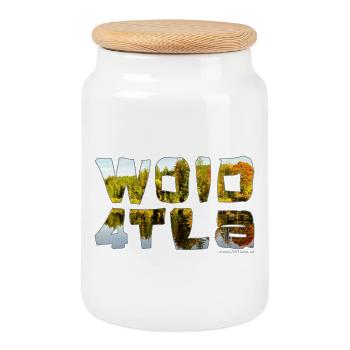 woid4tla - Wald4tler, Austrian dialect - Cookie Jar with Wooden Lid - white - Front