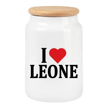 nom du t-shirt J’aime lion idée cadeau t-shirt - Boîte à biscuits avec couvercle en bois - blanc - Devant