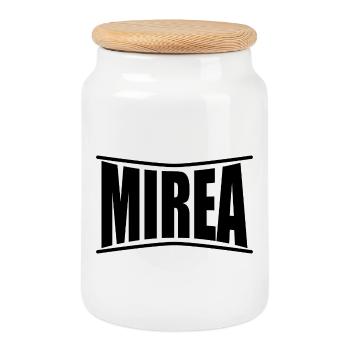 t-shirt name Mirea t-shirt gift idea - Cookie Jar with Wooden Lid - white - Front