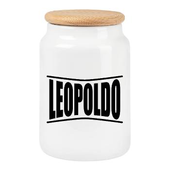t-shirt name Leopoldo t-shirt gift idea - Cookie Jar with Wooden Lid - white - Front
