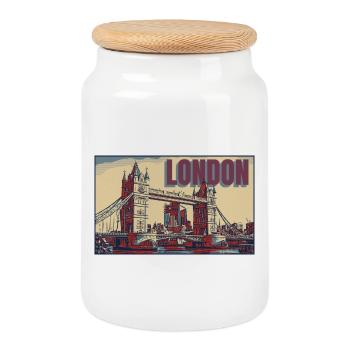 London Tower bridge skyline - Keksdose mit Holzdeckel - Weiß - Vorne