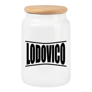 t-shirt name Lodovico t-shirt gift idea - Cookie Jar with Wooden Lid - white - Front