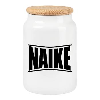 t-shirt name Naike t-shirt gift idea - Cookie Jar with Wooden Lid - white - Front