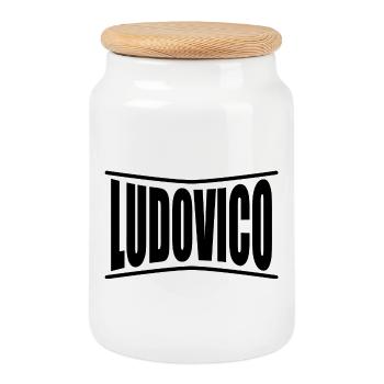 t-shirt name Ludovico t-shirt gift idea - Cookie Jar with Wooden Lid - white - Front