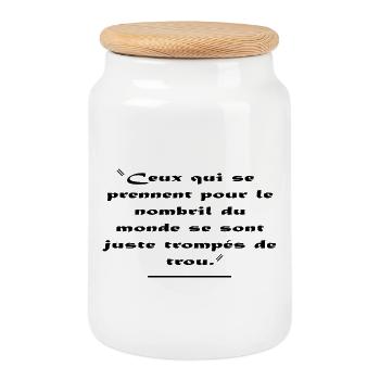 Citation Humoristique - Boîte à biscuits avec couvercle en bois - blanc - Devant