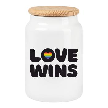 Pride Month LGBTQ - Liebe gewinnt - Keksdose mit Holzdeckel - Weiß - Vorne