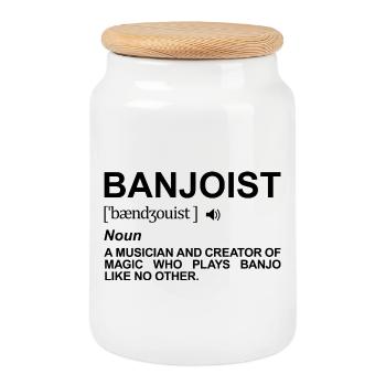 Banjo Players Meaning - Cookie Jar with Wooden Lid - white - Front