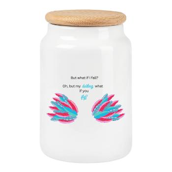 MAIS QUE SE PASSE-T-IL SI JE TOMBE? - Boîte à biscuits avec couvercle en bois - blanc - Devant