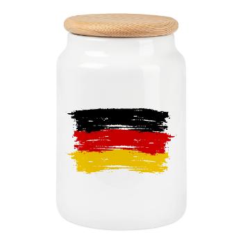 Drapeau rouge jaune - Boîte à biscuits avec couvercle en bois - blanc - Devant