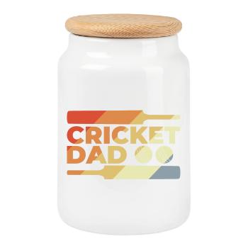 Lustige Cricket Papa - Keksdose mit Holzdeckel - Weiß - Vorne