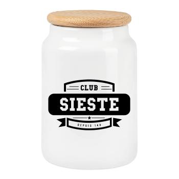 Club Sieste - Humour Détente - Boîte à biscuits avec couvercle en bois - blanc - Devant