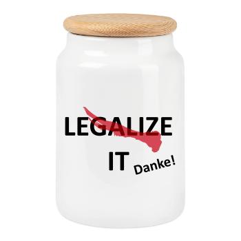 Cannabis Marijuana Legalization - Cookie Jar with Wooden Lid - white - Front