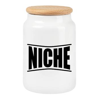 T-Shirt NIche T-Shirt-Geschenkidee - Keksdose mit Holzdeckel - Weiß - Vorne