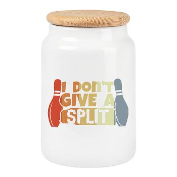 Bowling Saying - Cookie Jar with Wooden Lid - white - Front