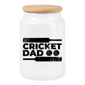 Papa de cricket - Boîte à biscuits avec couvercle en bois - blanc - Devant