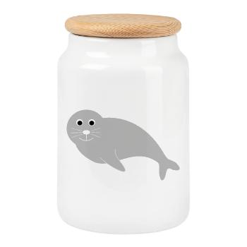 Sceaux, phoques, phoques, phoques animaux - Boîte à biscuits avec couvercle en bois - blanc - Devant