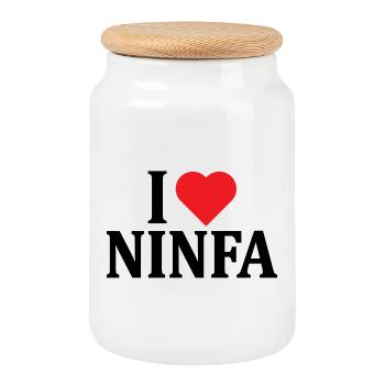 T-Shirt Ich liebe Ninfa T-Shirt Geschenkidee - Keksdose mit Holzdeckel - Weiß - Vorne