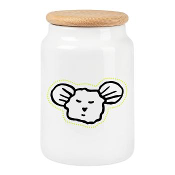 Visage de souris cool et décontracté - Boîte à biscuits avec couvercle en bois - blanc - Devant