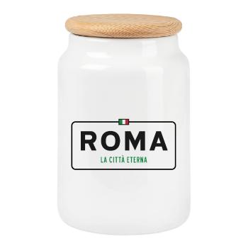 Signe de nom de lieu de Rome - Boîte à biscuits avec couvercle en bois - blanc - Devant