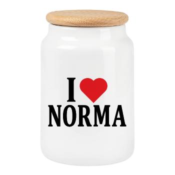 t-shirt J’aime Norma t-shirt idée cadeau - Boîte à biscuits avec couvercle en bois - blanc - Devant