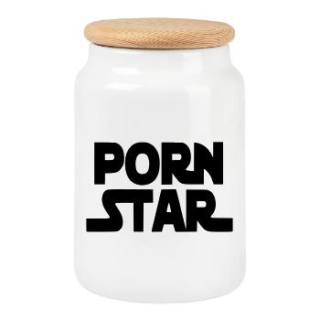 Seulement pour les vraies stars du. Humour* - Boîte à biscuits avec couvercle en bois - blanc - Devant