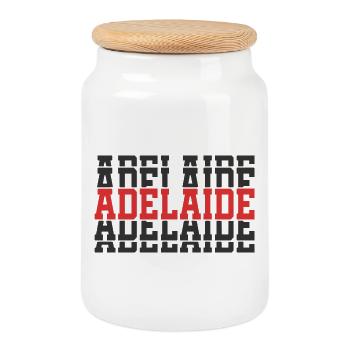 Adelaide stacked text t-shirt gift - Cookie Jar with Wooden Lid - white - Front