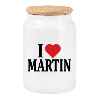 T-Shirt I love Martin T-Shirt Geschenkidee - Keksdose mit Holzdeckel - Weiß - Vorne