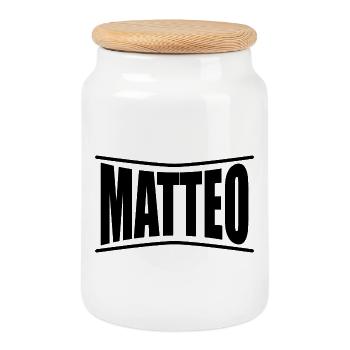 Matteo t-shirt gift idea t-shirt - Cookie Jar with Wooden Lid - white - Front
