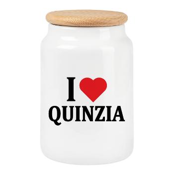 T-Shirt I love Quinzia T-Shirt Geschenkidee - Keksdose mit Holzdeckel - Weiß - Vorne